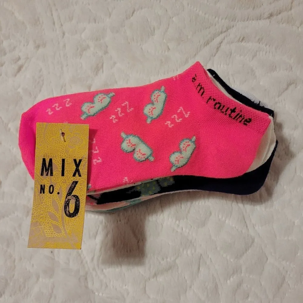 Mix No 6 Social Distance Womens No Show Socks 6 Pack Multicolor OSFM New OOS